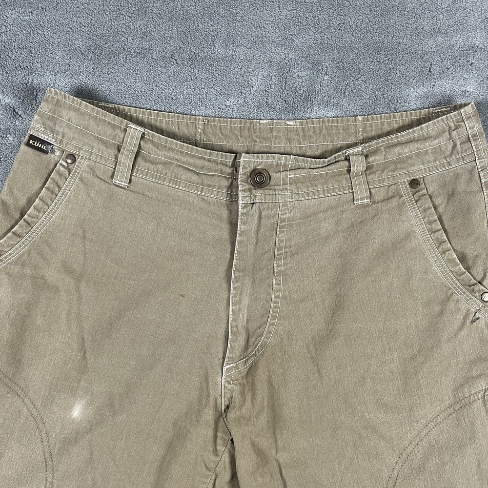 Kuhl Shorts Mens 32 Khaki Vintage Patina Dye Renegade Cargo Distressed See Pics